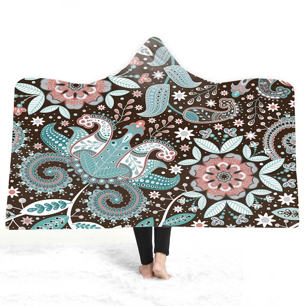 

Geometric Pattern Wearable Comfortable Hooded Throw Blanket with Fluff Fleece Sherpa Microfiber Colorful New Listing