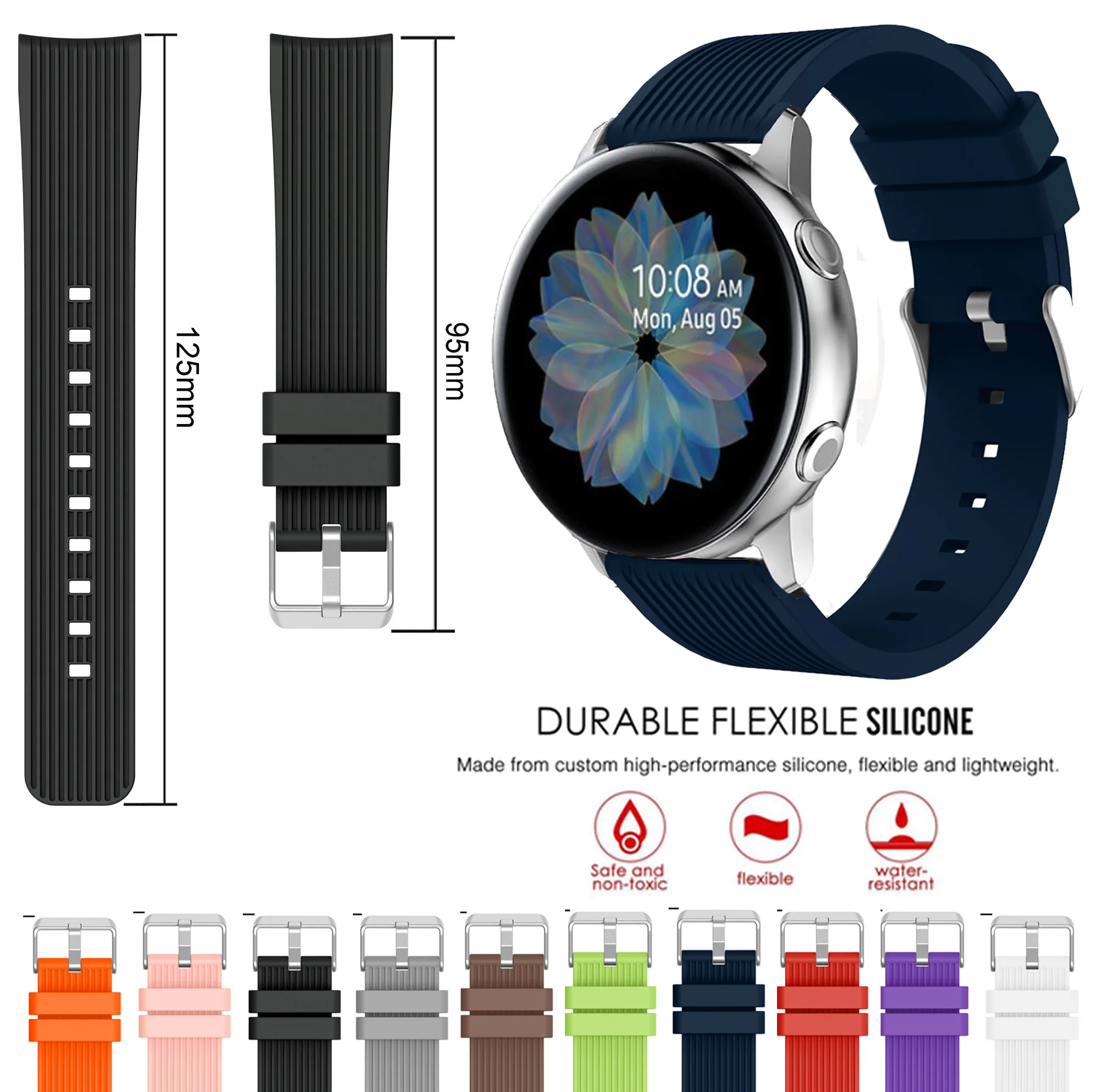 Силиконовый ремешок для часов samsung galaxy Watch Active 2 40 мм 44 Active2 42 браслет gear S2 Sport Amazfit GTS