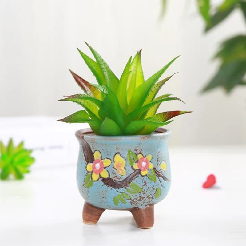 Садовый художественный керамический горшок для суккулентов, цветочный горшок, милый красочный керамический бонсай, цветочный горшок для кактуса, ваза, настольные украшения