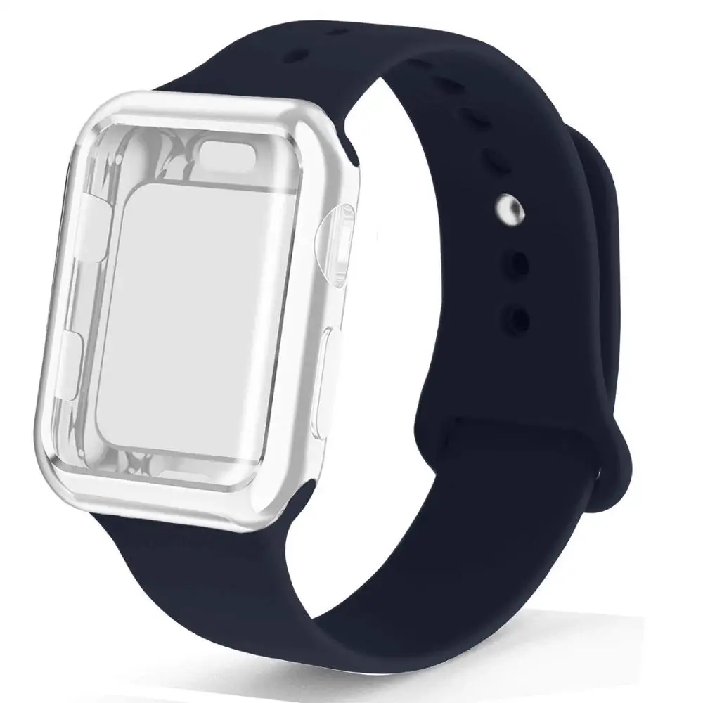 midnight Чехол+ ремешок для apple watch band apple watch 5 4 3 band 44 мм 40 мм 42 мм 38 мм iwatch band 5 correa браслет ремешок для часов - Цвет ремешка: midnight