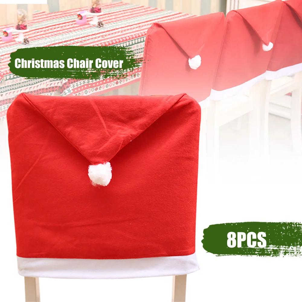 1/4/6/8/10pc christmas chair covers Table Party Decor New Year Party Supplies Santa Claus Hat Christmas Dinner Chair Back Covers - Цвет: 8 pcs