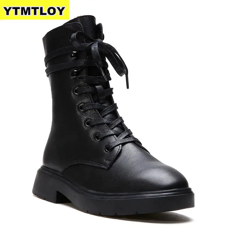 

2020 New Buckle Winter Motorcycle Boots Women British Style Ankle Gothic Punk Low Heel ankle Boot Shoe Black Zapatos Mujer
