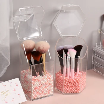 

Plastic Brush Makeup Pearls Holder Box Pearls Storage Holder Box Clear Acrylic Plastic Urijk