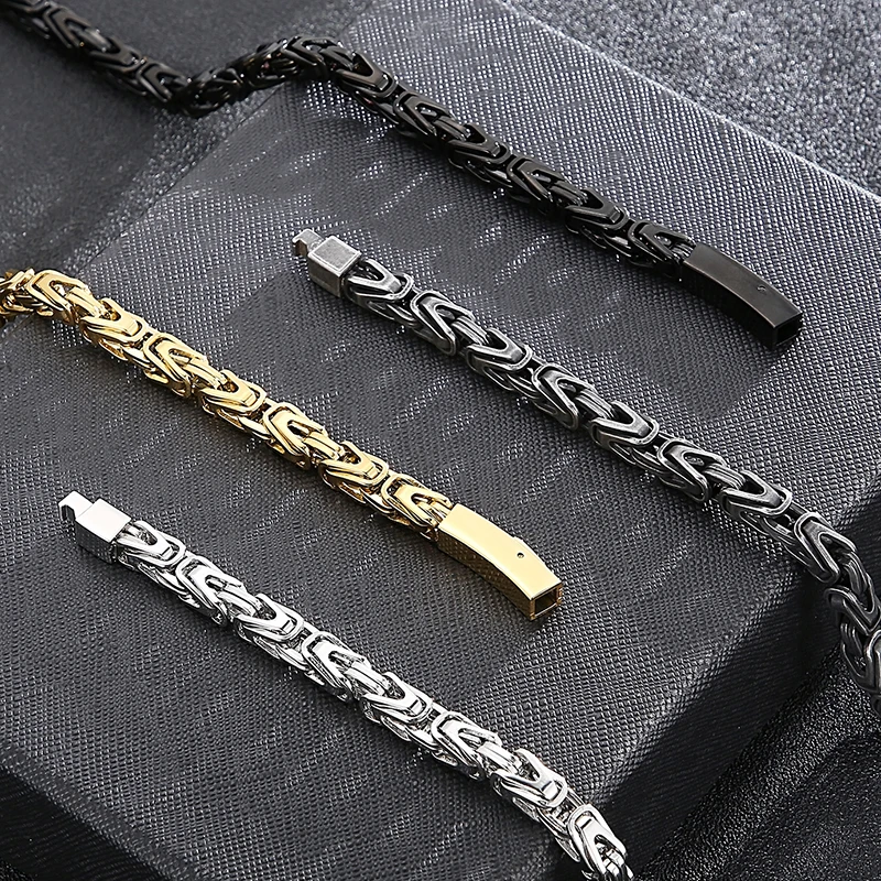 Stainless Steel Necklace 50-65CM 25.5" 6MM Chain Choker for Men Luxury Gold Color Best Friends Christmas Gifts
