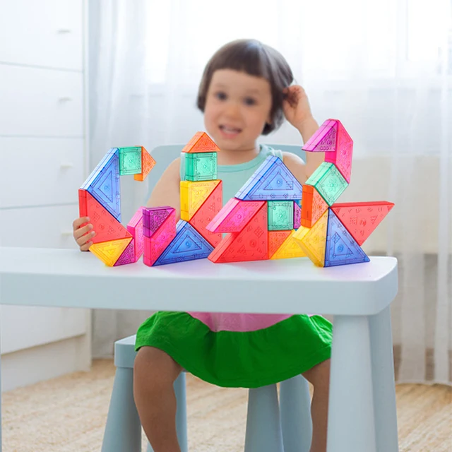 Kid Colorful Magnetic 3D Tangram Jigsaw Toy Logical Thinking Training Drawing Board Games Montessori Education Toy For Children 2