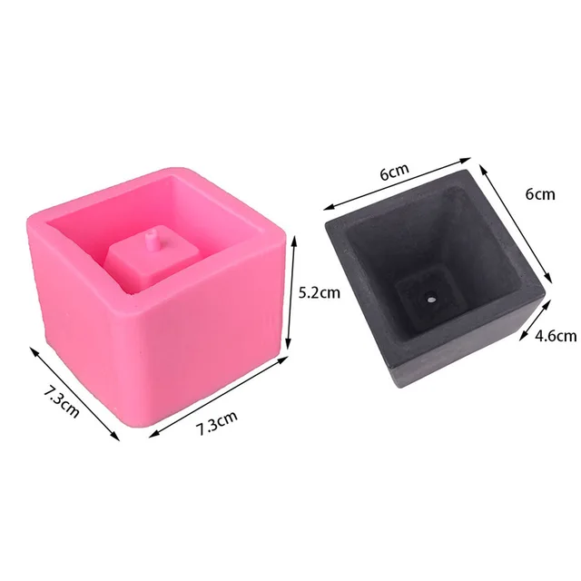 Mini Négyzet Alakú Zamatos Növényi Virág Edény Szilikon Barkácsbeton Cement Agyag Penész Virágcserapu Geometriai Gipszerőlap - Image 6