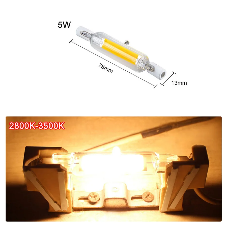 78mm 5W warm white R7S СВЕТОДИОДНЫЙ R7S 78 мм 118 мм 5 Вт 10 Вт J78 J118 COB AC 220 В-240 В светодиодный светильник со стеклянной трубкой и керамическим портом заменяет галогенный светильник 1 шт. 2 шт. 6 шт - Испускаемый цвет: 78mm 5W warm white