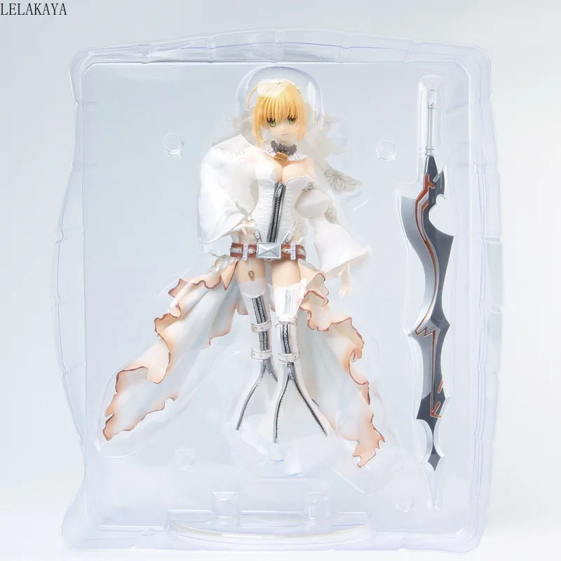 24 см Новое поступление Аниме экшн фигурки FGO Fate Grand Order Saber Nero свадебное белое