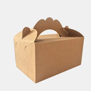 

Kraft Paper Baking Cake Box with Handle Carton Portable Cookie Container for Kitchen Bread Storage