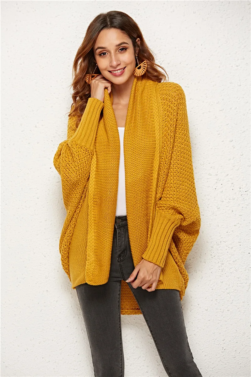 New Fashion Cardigans Women 2019Autumn Winter Warm Knitted Batwing Sleeve Loose Long Knitted Sweater Coat Female Casual Cardigan