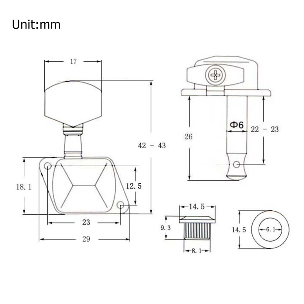 6 PCS Gitarre Seiten Tuning Pegs Tuner Semi-geschlossen Tuner Maschine Köpfe für Elektrische Gitarre Folk Akustische Gitarre Tuning pegs 3L 3R-3.jpg