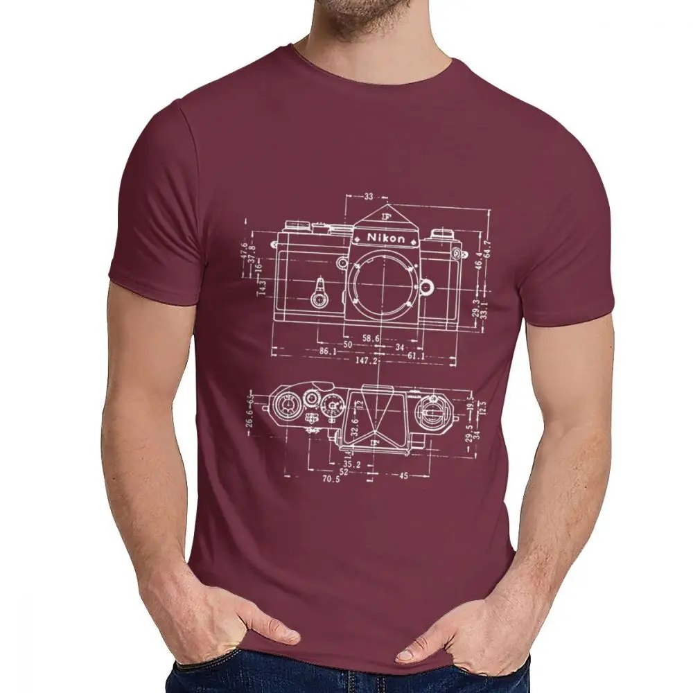 Crewneck ВИНТАЖНАЯ фотография Nikon Blueprint футболка хип хоп унисекс Удобная La Camiseta S-6XL - Цвет: Бургундия