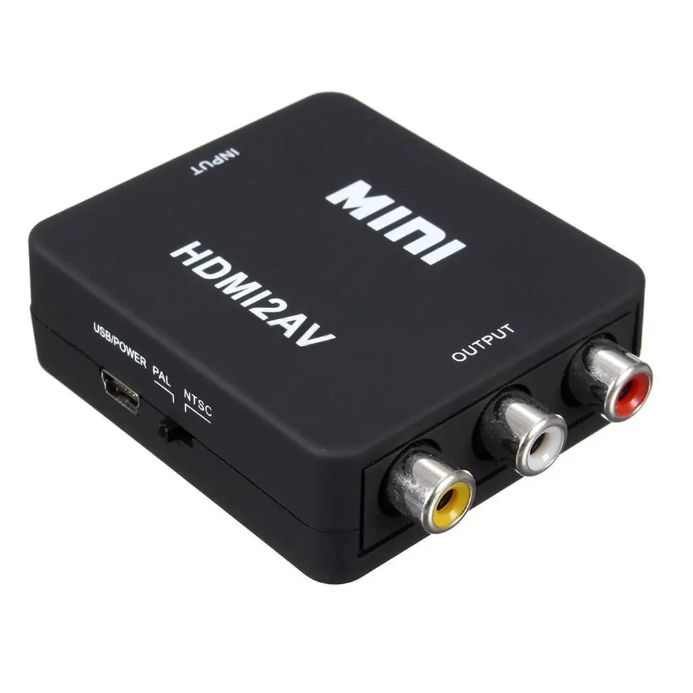  1080P Mini Hd Converter Box Hdmi a Rca Av Cvbs Video Composito Audio Adattatore Ac