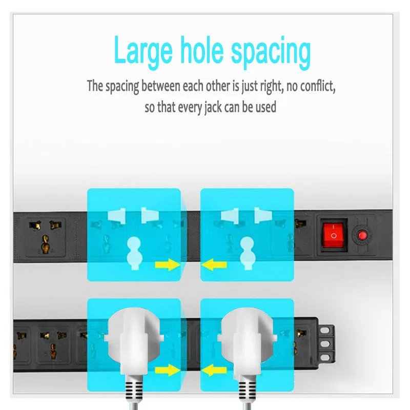 Tomada com Interruptor Proteção contra Sobrecarga Tomada Universal Lightning Soquete Extensor Energia Alta Pdu 6 - 8ac - Image 5