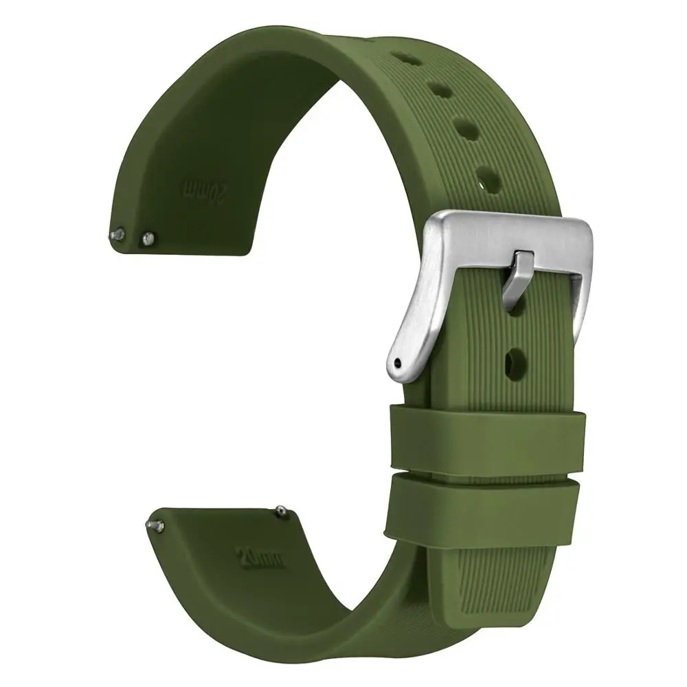 Military Green WOCCI силиконовый резиновый ремешок для часов, браслет для женщин и мужчин, 18 мм, 20 мм, 22 мм, 24 мм, Спортивный Повседневный ремешок для мужчин - Цвет ремешка: Military Green