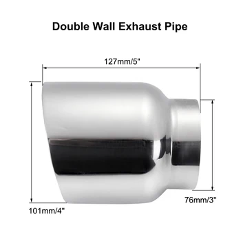 

Hot Universal Car Exhaust Tip 3" Inlet 4" Outlet Auto Tail Pipe Muffler Dual Wall Angle Cut Outlet Nozzle