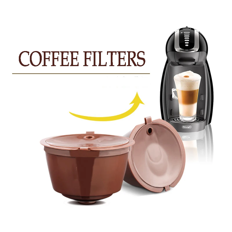 

6 Pcs Reusable Coffee Capsule Filter Cup for Nescafe Dolce Gusto Refillable Caps Spoon Brush Filter Baskets Pod Soft Taste Sweet