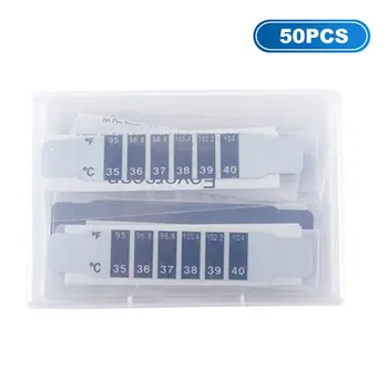 

50pcs Forehead Temperature Sticker 35-40 Degree Fever Detection Liquid Crystal Temperature Change Color