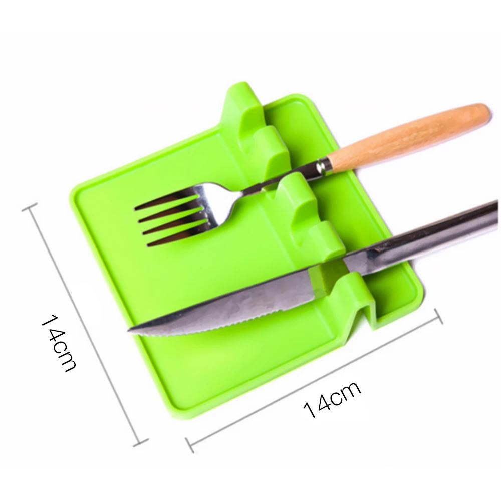 

Hot New Silicone Spoon Holder Kitchen Utensil Rest Ladle Fork Mat Heat Resistant green/grey/black Kitchen organized
