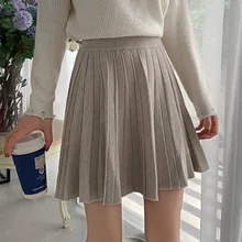 Осень зима свитер юбка трапециевидная юбка зонтик юбка Женская высокая талия трикотажная Нижняя мини юбка от солнца 1128-42