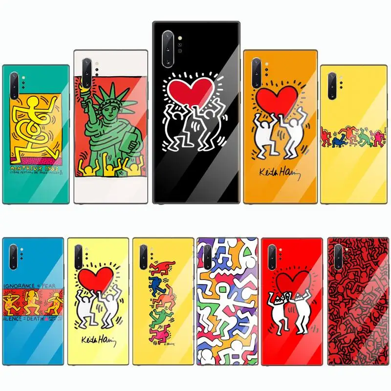 

Keith Haring Heart Graffiti Phone Case Tempered glass For Samsung S6 S7 edge S8 S9 S10 e plus note8 9 10 pro
