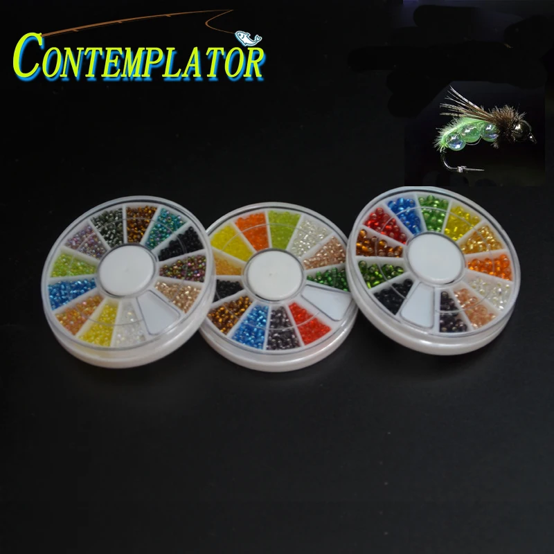 

12colors Mimic Nymph&Caddis Emerger Head Larva Eyes Beads Fly Tying Accessories 3sizes Combo Sinking Glass Bead Rainbow Warrior