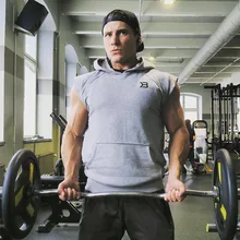 AliExpress, спортивный мужской жилет для занятий фитнесом, тонкий тренировочный жилет без рукавов с капюшоном