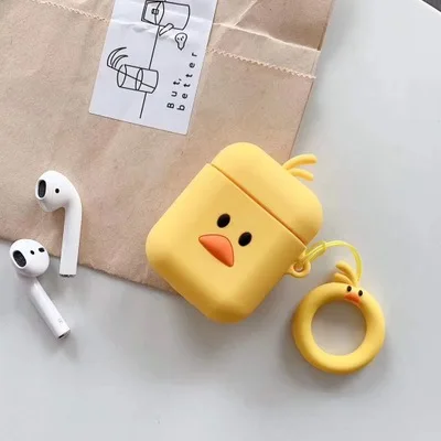 Чехол для AirPods, милый мультяшный защитный чехол, беспроводной чехол для наушников Air pods 2, чехол для наушников с кольцом на палец