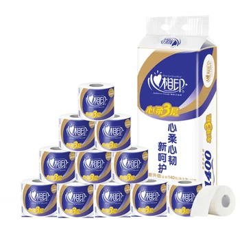 

10 Rolls Toilet Paper Bulk Bath Tissue Bathroom Paper Towel Roll White Soft 3 Ply Roll Skin Friendly Napkin Tissue Paper