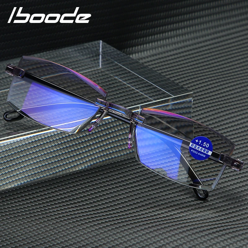 iboode Men Women Reading Glasses Anti Blue Light Rimless Far Sighted Presbyopic Eyewear Diopter Goggles +1.0 1.5 2.0 2.5 3.0 3.5 |
