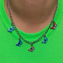 Ошейник с бабочкой для женщин Harajuku в стиле панк из нержавеющей стали Collares Симпатичные Kawaii хип хоп готические Подвески ожерелье для женщин