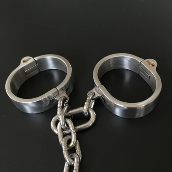 BDSM Steel Bondage Neck Collar Fetish Sex Toys For Women Man Handcuff Erotic Femdom Slave Collars Restraints Hand Wrist Cuffs