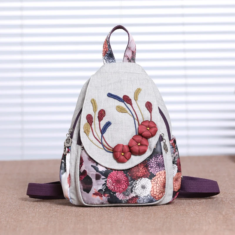 Zaino Lino 3 Fiori rossi