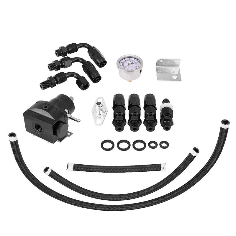 

New Universal Adjustable Fuel Pressure Regulator Oil 160Psi Gauge An6 Fitting(Black)