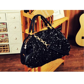

Glitter Shoulder Bag Sequins Zipper Chain Cloud Bag Large Capacity Fashion Women Slant Dumpling Bag Handbag