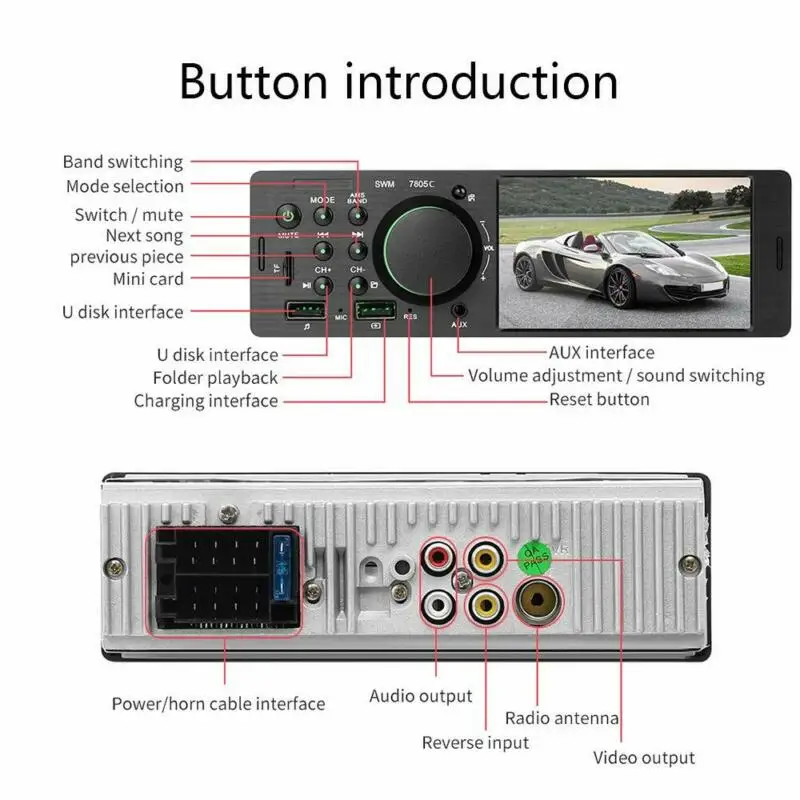 4 HD двойной USB автомобильный MP5 плеер Bluetooth Handsfree U диск заднего вида для зарядки телефона