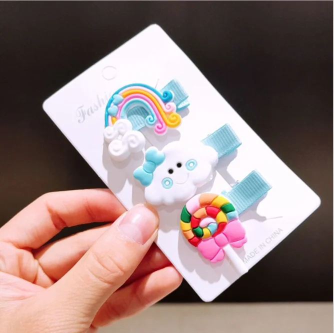 1 Set Of New Girl Cute Cartoon Fruit Animal ColorfulHairpin Iittle Girl Side Clip BB Hairpin Baby Fashion Hair Accessories