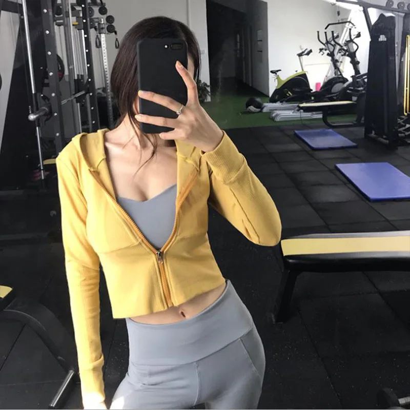 Conjunto de sin costuras para mujer, trajes deportivos, pauno de gimnasio, camisas de manga larga para y, cintura alta, l - Цвет: yellow