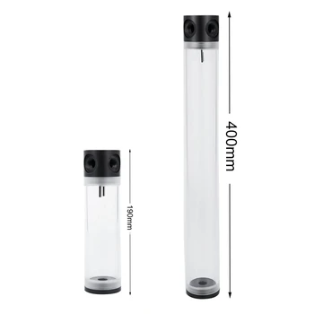 

2Pcs Black POM Length 190mmX50mm/400mmX50mm Diameter Cylindrical Water-Cooled Tank G1/4 Acrylic Water Coolant Cooling Reservoir