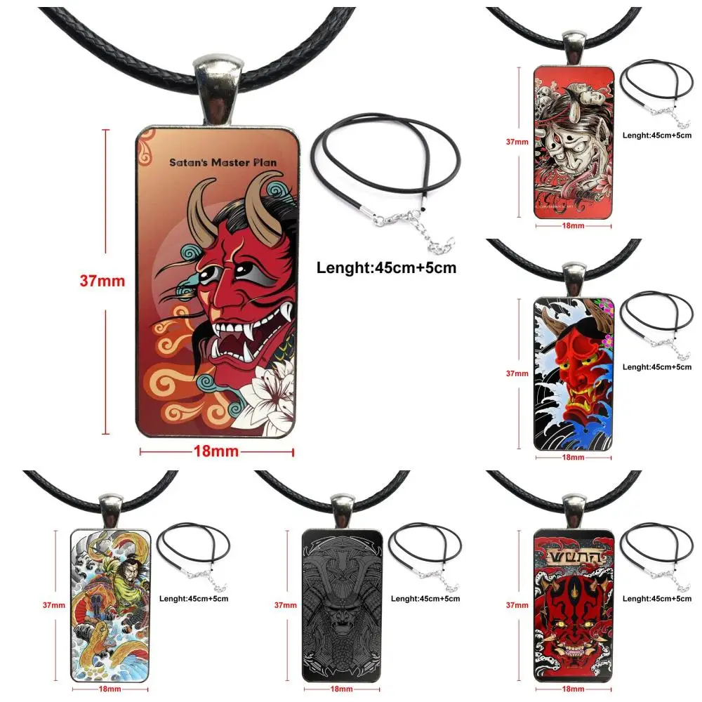 Японская Маска для тату Hannya унисекс Подарочная стеклянная подвеска ожерелье с