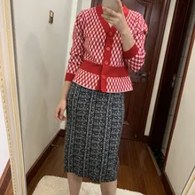 Новая Осенняя Женская вязаная юбка с высокой талией, шерстяная элегантная повседневная женская Стильная юбка