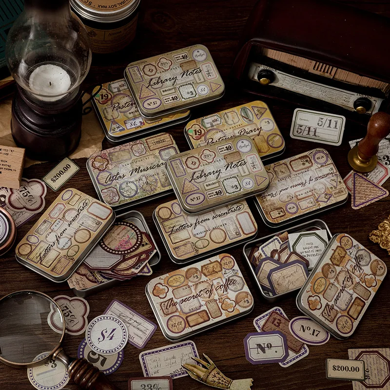 Mengtai 40pcs Vintage Coffee password Decorative Tin box Sticker Scrapbooking diy Label Diary Album Antique Journal Stationery | Канцтовары