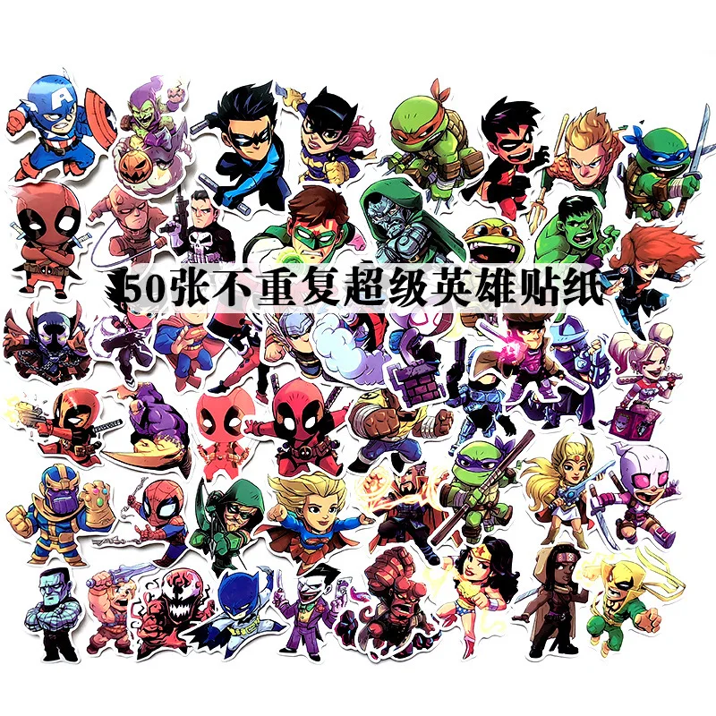 

50 Manway Superhero Sticker Paper Luggage, Laptop Computer, Guitar Motorcycle, Waterproof and Movable Personal Sticker