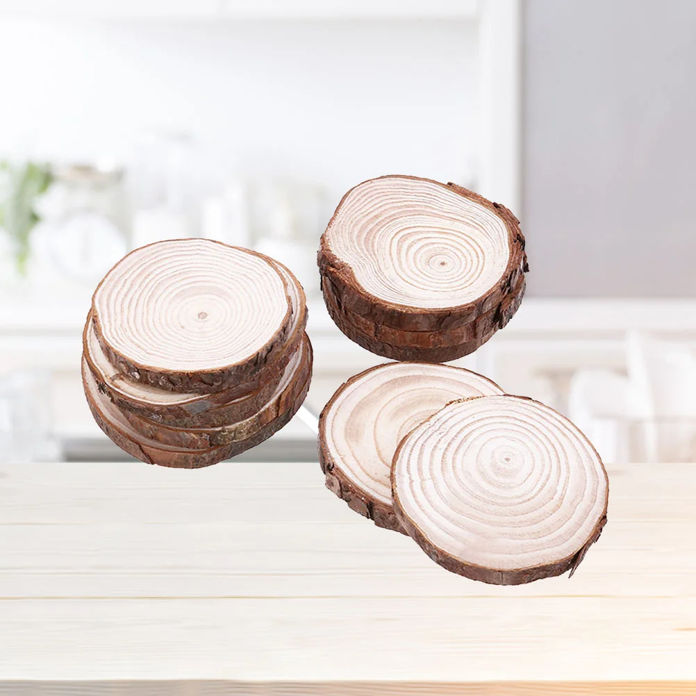 20 шт. необработанные круглые деревянные ломтики из сосны круги с корой дерева