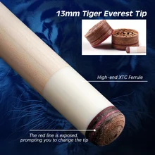 

ZOKUE KONLLEN Pool Cue Stick Tiger Everest Tip 9 Ball Leather Grip Maple Canadian Shaft XTC Ferrule Radial Pin Billiard Cue