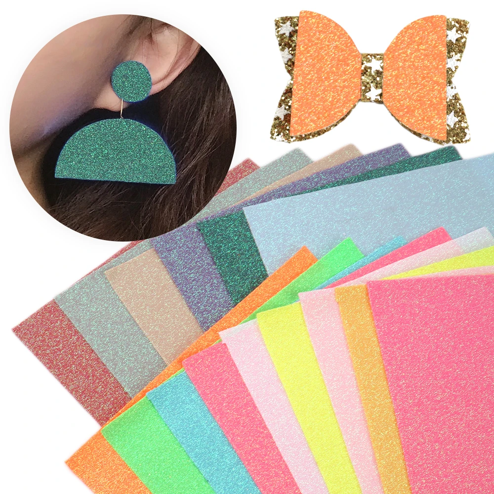 David accessories 20*33cm Fine Flash Glitter Faux Synthetic Leather Fabric DIY Bow Bag Phone Cover Material Decoration 1Yc8088 | Дом и сад