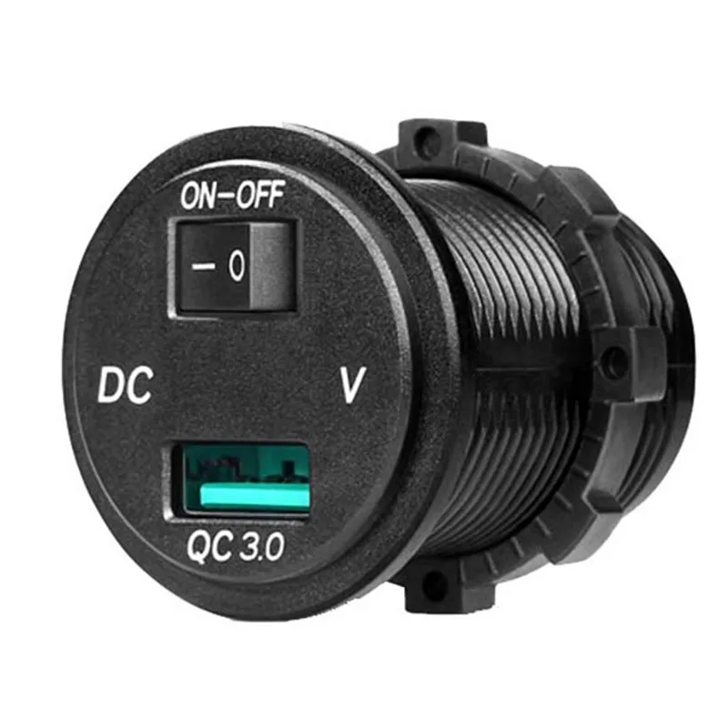 Автомобильное зарядное устройство Chenes QC3.0 синего цвета USB с вольтметром и