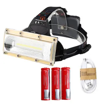 

30W LED COB Strong Light Rechargeable 18650 Headlamp Headlight Fishing Flashlight For Outdoor activity Golden Helmet Type