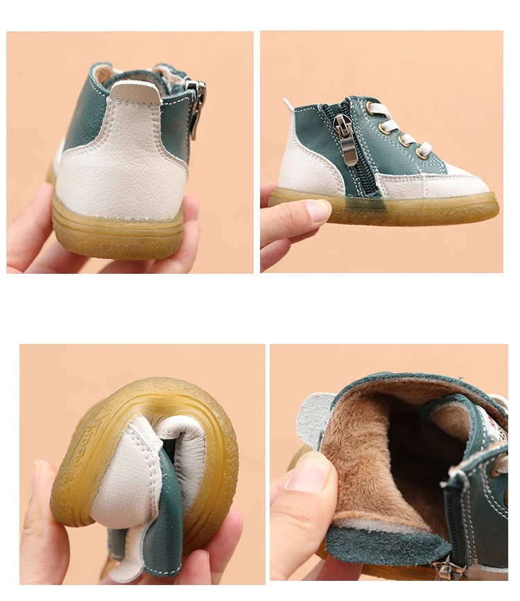 Children's Shoes Genuine Leather Baby Winter Shoes 1-2 Years Old Baby Cotton Shoes Autumn and Winter Shoes Baby Boots
