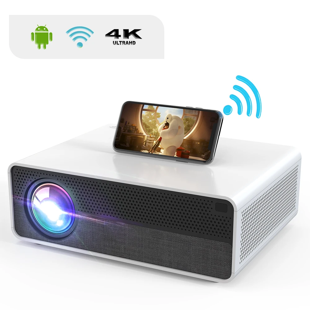 Проектор XIDU для кинотеатра 4K Full HD 1080P светодиодный 3D проектор домашнего Android 9.0 Wi-Fi